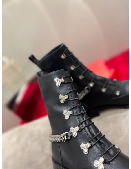 Cheap Reps Christian Louboutin Horse Ankle Boots In Black Leather