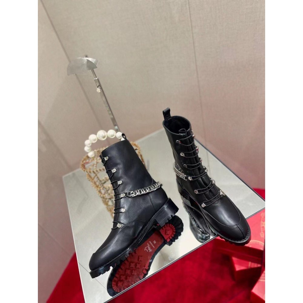 Cheap Reps Christian Louboutin Horse Ankle Boots In Black Leather