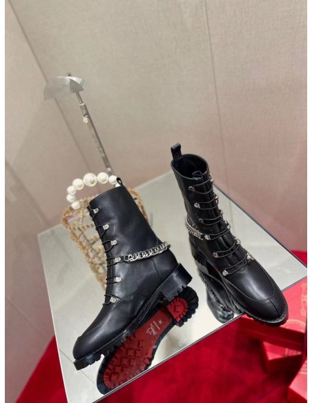 Cheap Reps Christian Louboutin Horse Ankle Boots In Black Leather
