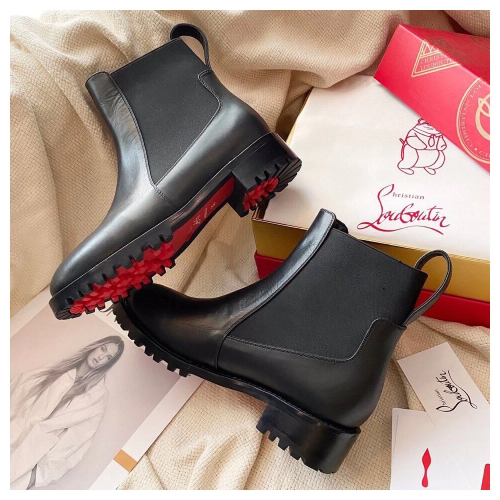 Cheap Reps Christian Louboutin Black Marchacroche Flat Ankle Boots