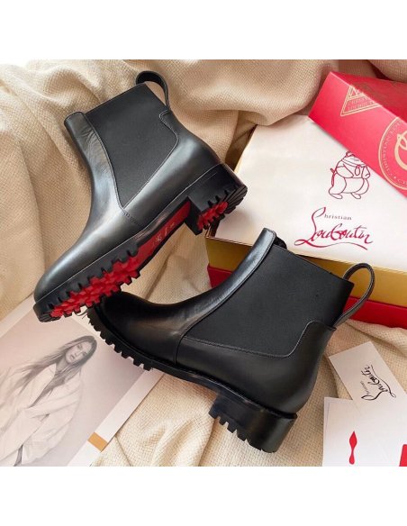 Cheap Reps Christian Louboutin Black Marchacroche Flat Ankle Boots