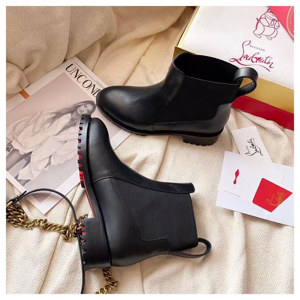 Cheap Reps Christian Louboutin Black Marchacroche Flat Ankle Boots