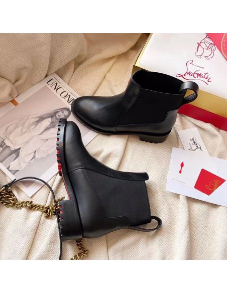 Cheap Reps Christian Louboutin Black Marchacroche Flat Ankle Boots