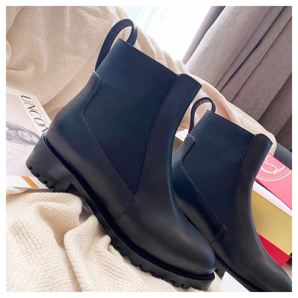 Cheap Reps Christian Louboutin Black Marchacroche Flat Ankle Boots