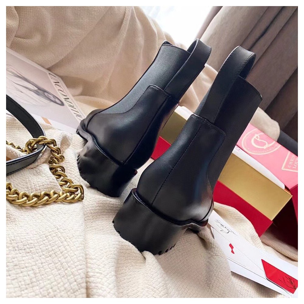 Cheap Reps Christian Louboutin Black Marchacroche Flat Ankle Boots