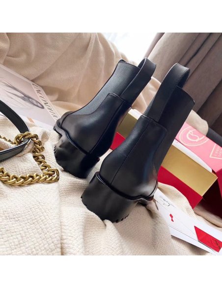 Cheap Reps Christian Louboutin Black Marchacroche Flat Ankle Boots
