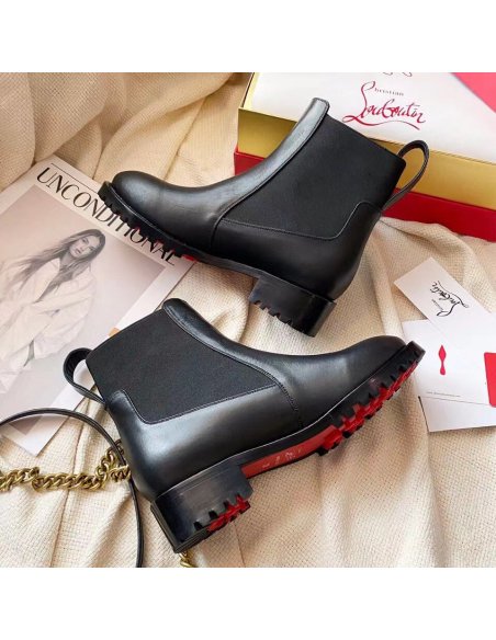 Cheap Reps Christian Louboutin Black Marchacroche Flat Ankle Boots