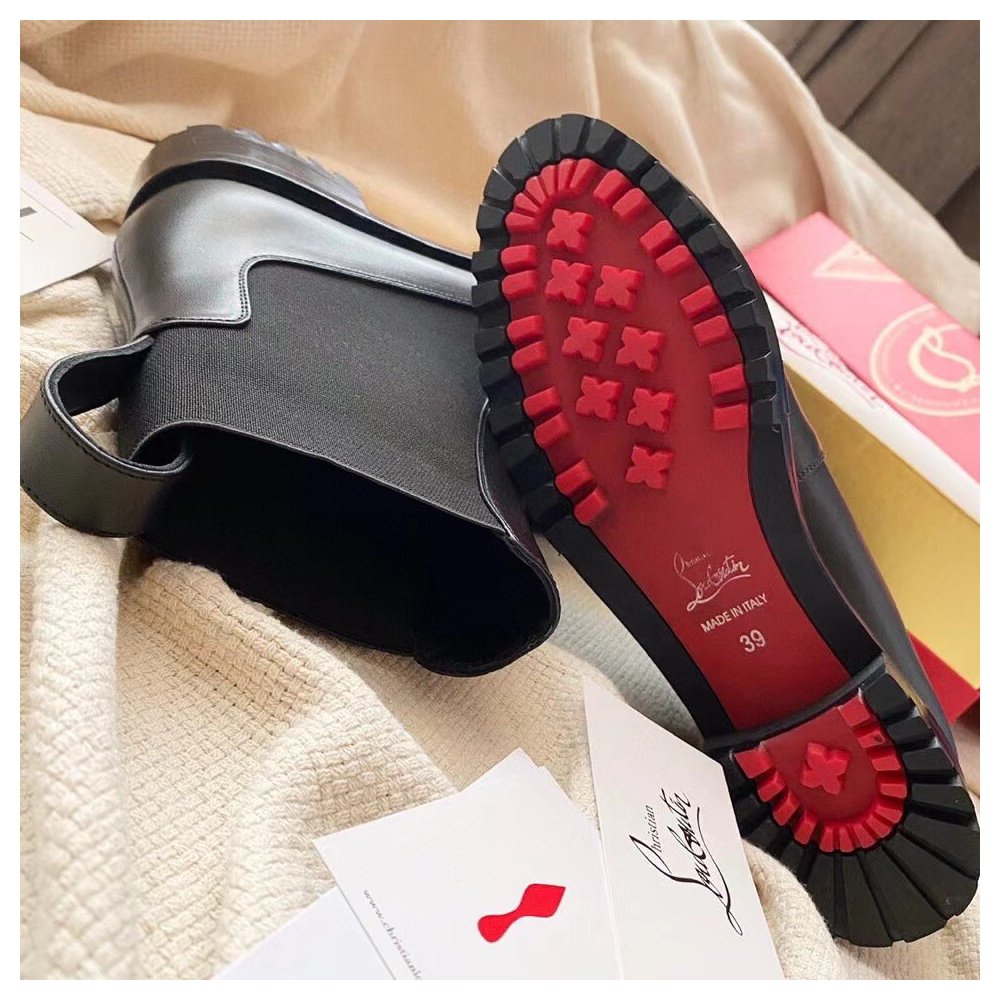 Cheap Reps Christian Louboutin Black Marchacroche Flat Ankle Boots