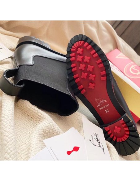 Cheap Reps Christian Louboutin Black Marchacroche Flat Ankle Boots