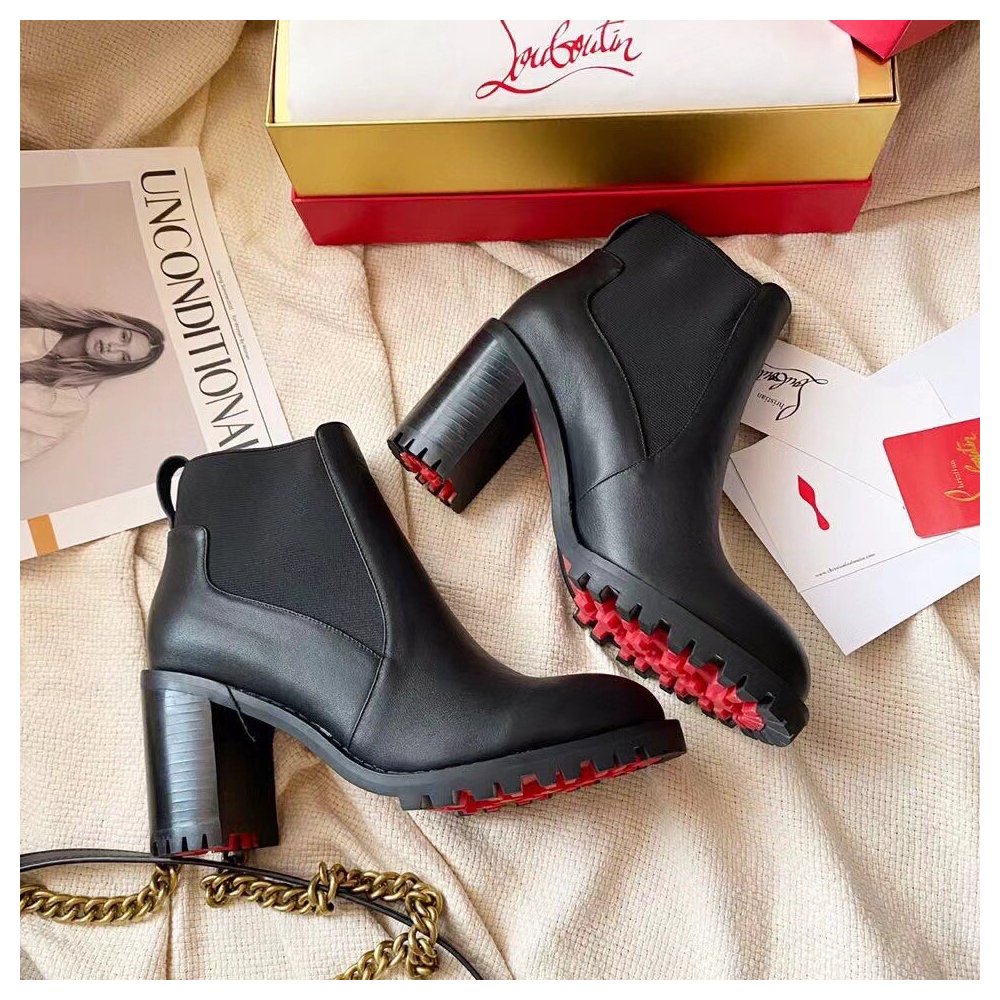 Cheap Reps Christian Louboutin Black Marchacroche 70MM Ankle Boots