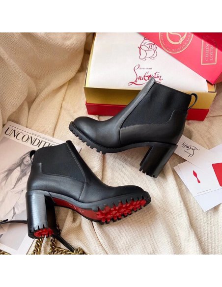 Cheap Reps Christian Louboutin Black Marchacroche 70MM Ankle Boots