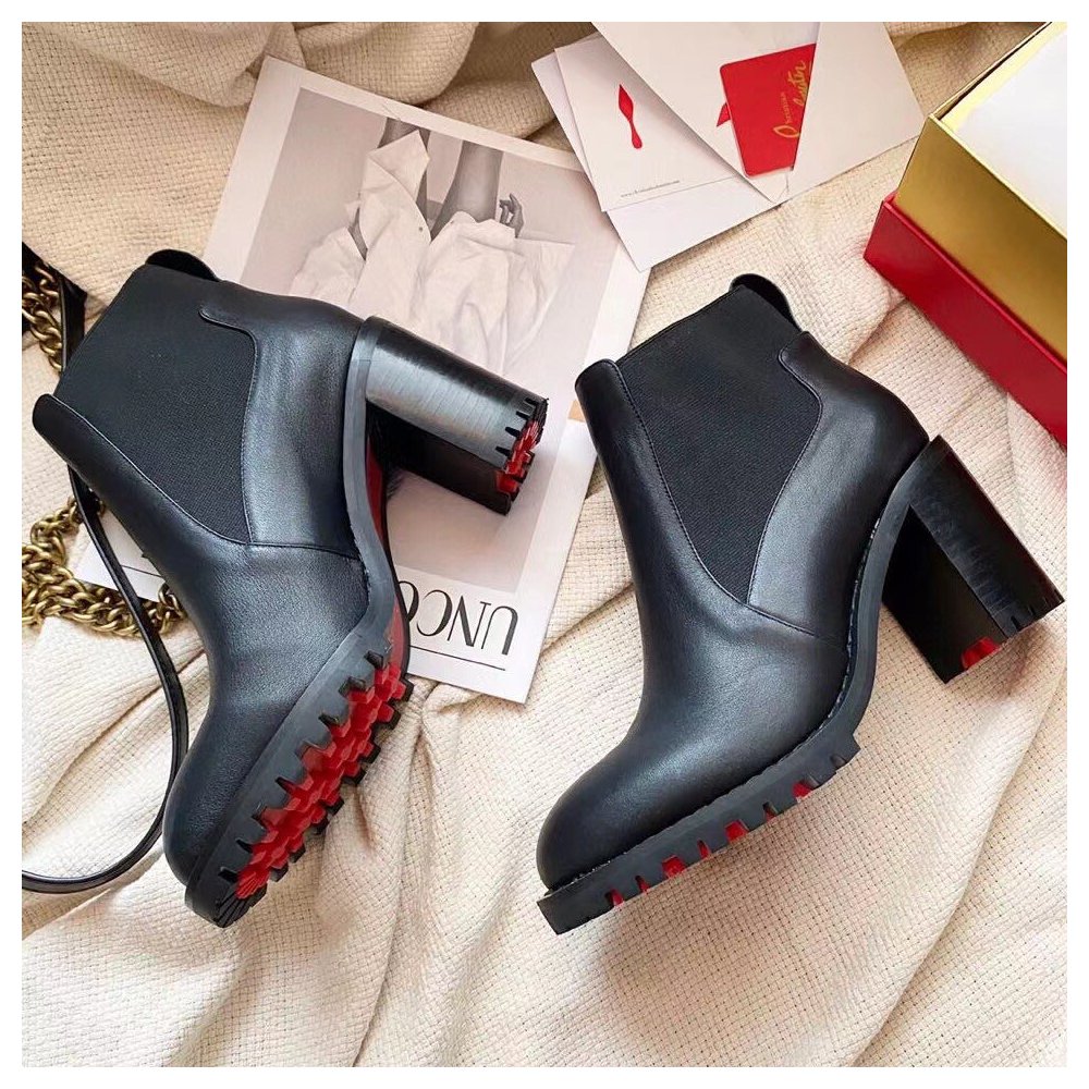 Cheap Reps Christian Louboutin Black Marchacroche 70MM Ankle Boots