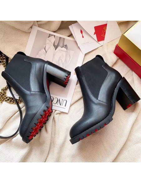 Cheap Reps Christian Louboutin Black Marchacroche 70MM Ankle Boots