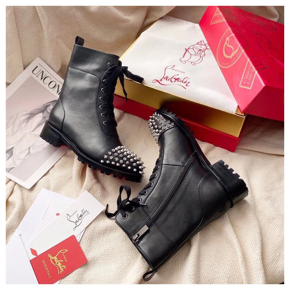 Cheap Reps Christian Louboutin Black Ts Croc Flat Ankle Boots