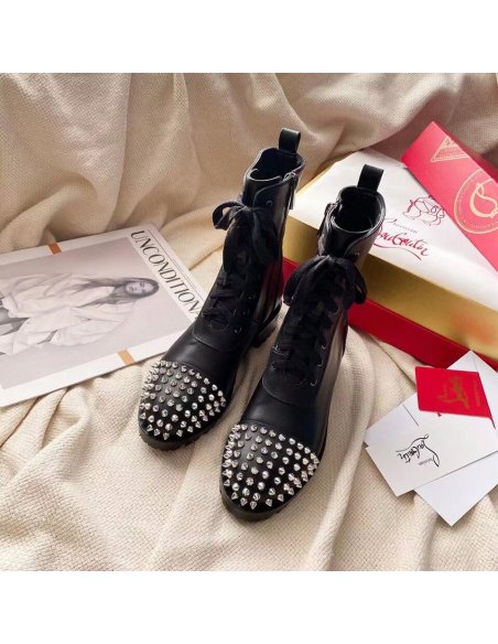 Cheap Reps Christian Louboutin Black Ts Croc Flat Ankle Boots