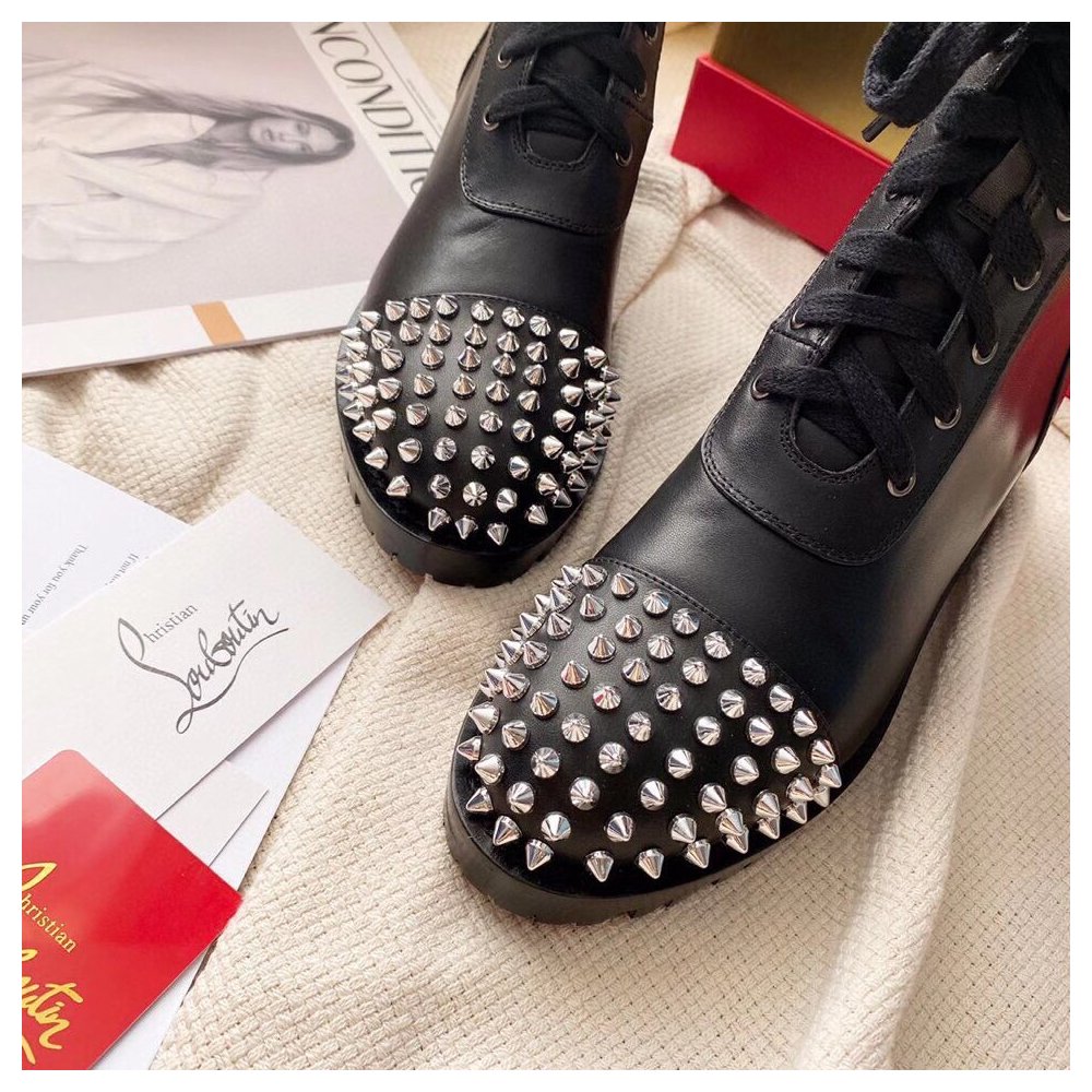 Cheap Reps Christian Louboutin Black Ts Croc Flat Ankle Boots