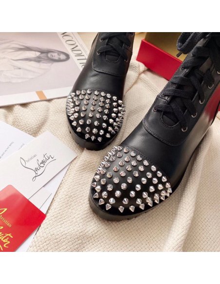 Cheap Reps Christian Louboutin Black Ts Croc Flat Ankle Boots