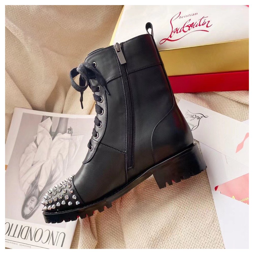 Cheap Reps Christian Louboutin Black Ts Croc Flat Ankle Boots