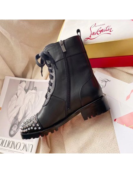 Cheap Reps Christian Louboutin Black Ts Croc Flat Ankle Boots