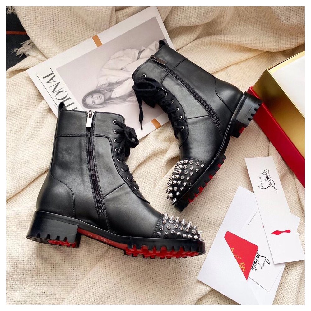Cheap Reps Christian Louboutin Black Ts Croc Flat Ankle Boots