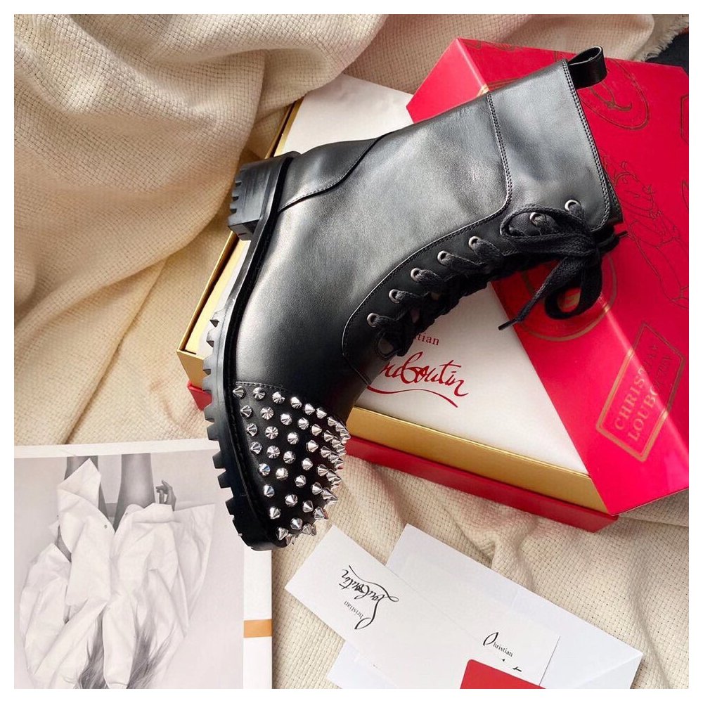 Cheap Reps Christian Louboutin Black Ts Croc Flat Ankle Boots