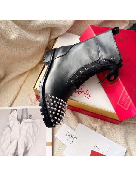 Cheap Reps Christian Louboutin Black Ts Croc Flat Ankle Boots