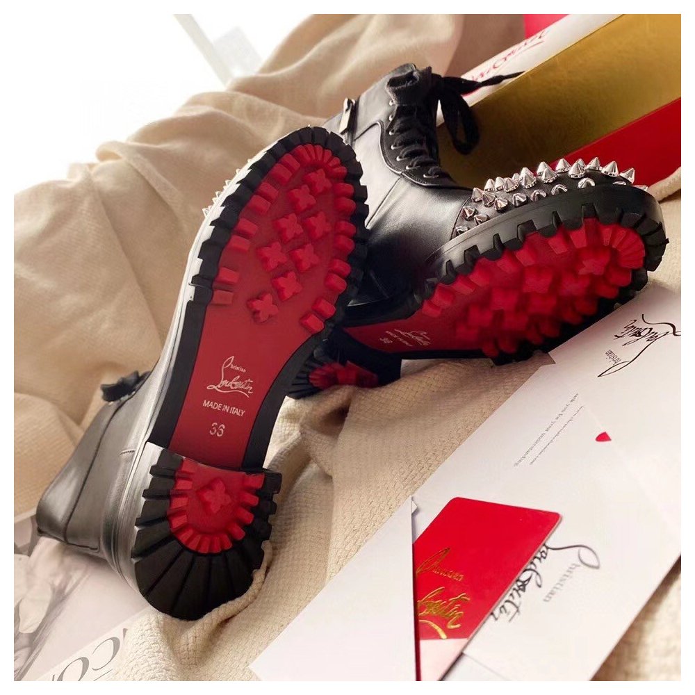 Cheap Reps Christian Louboutin Black Ts Croc Flat Ankle Boots