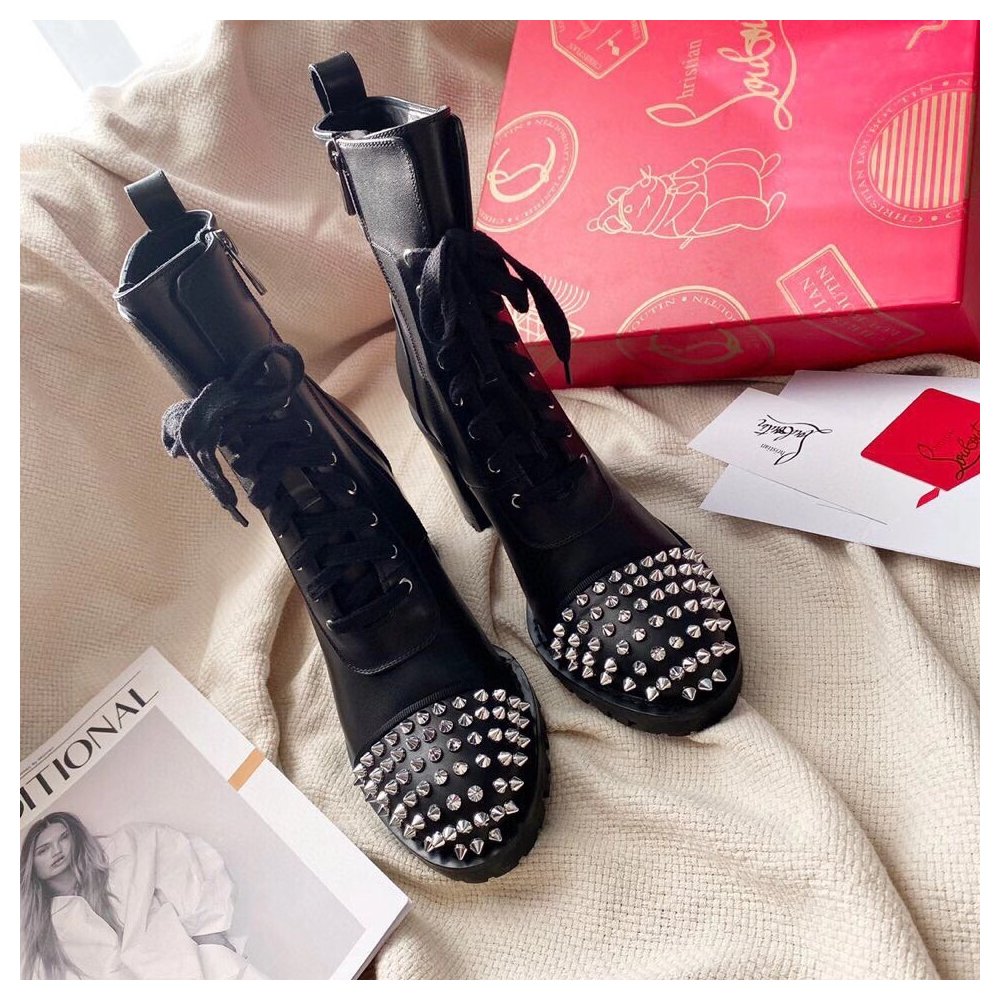 Cheap Reps Christian Louboutin Black Ts Croc 70MM Ankle Boots