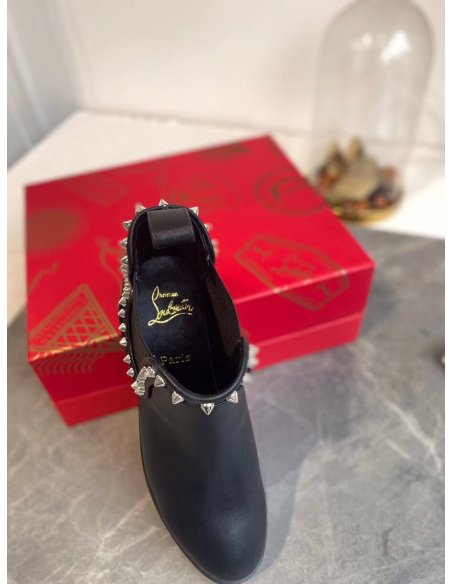 Cheap Reps Christian Louboutin Black Capahutta Flat Ankle Boots