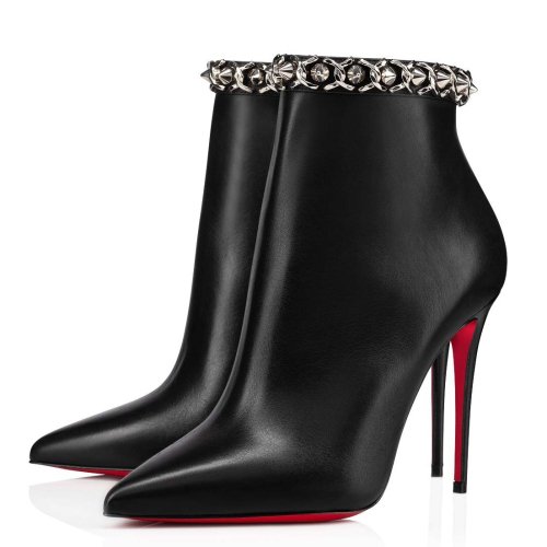 Cheap Reps Christian Louboutin Booty Chain Boots 100 In Black Leather
