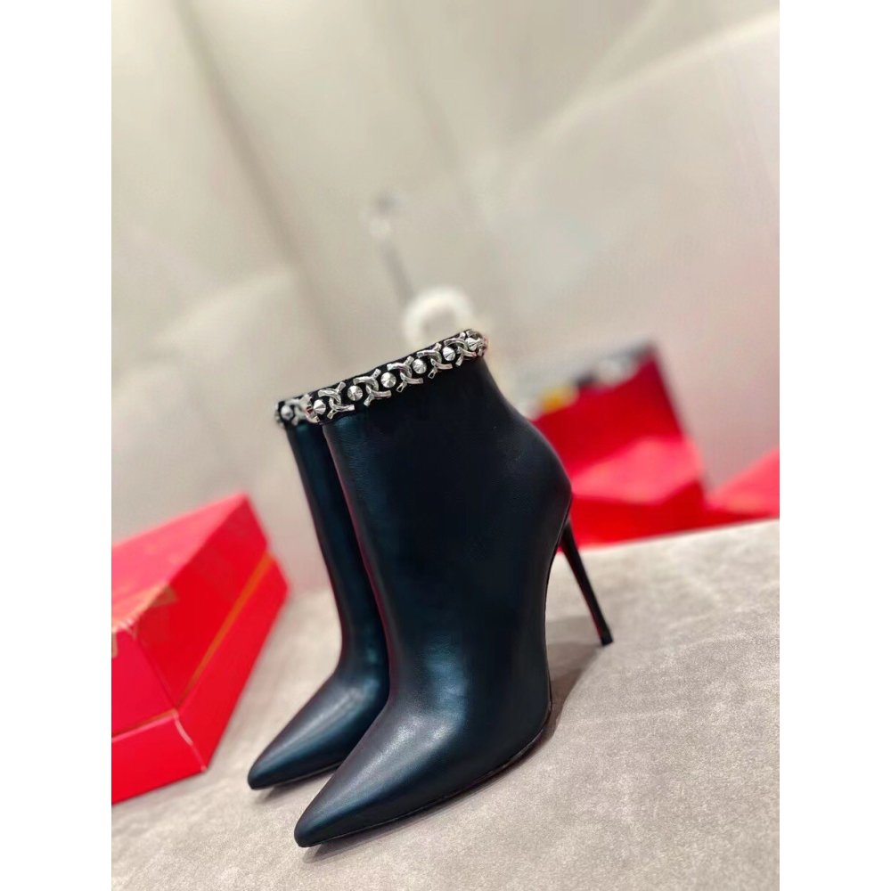 Cheap Reps Christian Louboutin Booty Chain Boots 100 In Black Leather