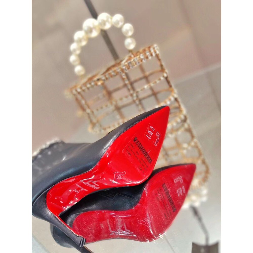 Cheap Reps Christian Louboutin Booty Chain Boots 100 In Black Leather