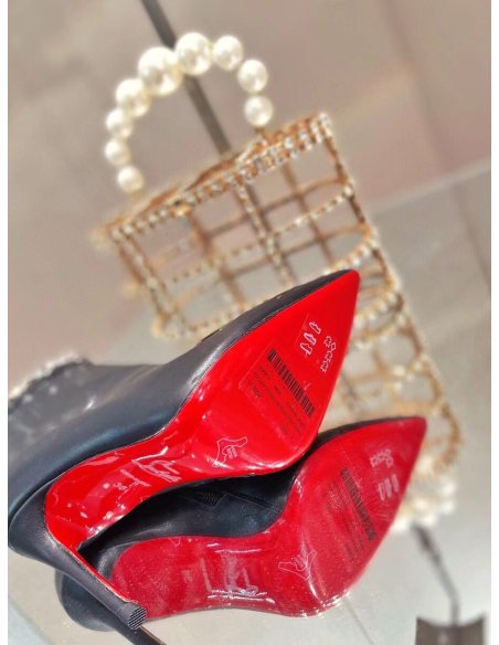 Cheap Reps Christian Louboutin Booty Chain Boots 100 In Black Leather