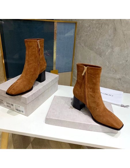 Cheap Reps Jimmy Choo Bryelle 65mm Ankle Boots In Brown Suede
