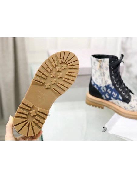 Cheap Reps Jimmy Choo Cora Flat Combat Boots In Monogram Jacquard
