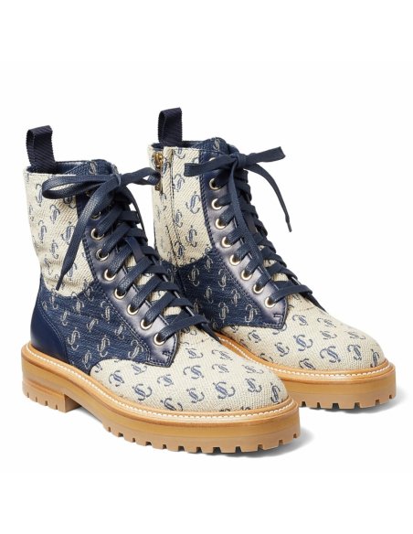 Cheap Reps Jimmy Choo Cora Flat Combat Boots In Monogram Jacquard