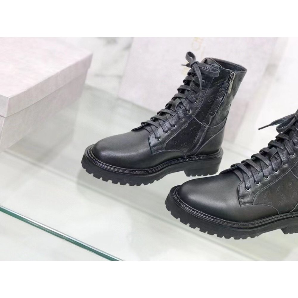 Cheap Reps Jimmy Choo Cora Flat Combat Boots In Black Leather