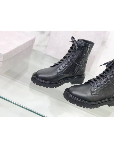 Cheap Reps Jimmy Choo Cora Flat Combat Boots In Black Leather