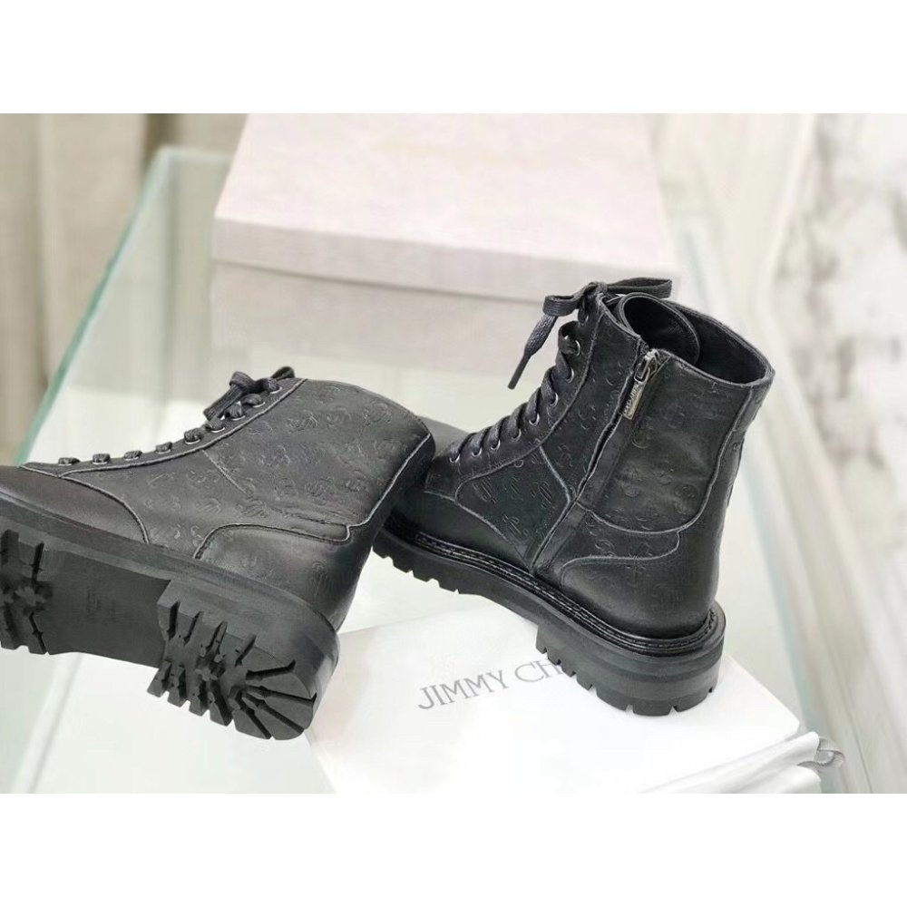 Cheap Reps Jimmy Choo Cora Flat Combat Boots In Black Leather