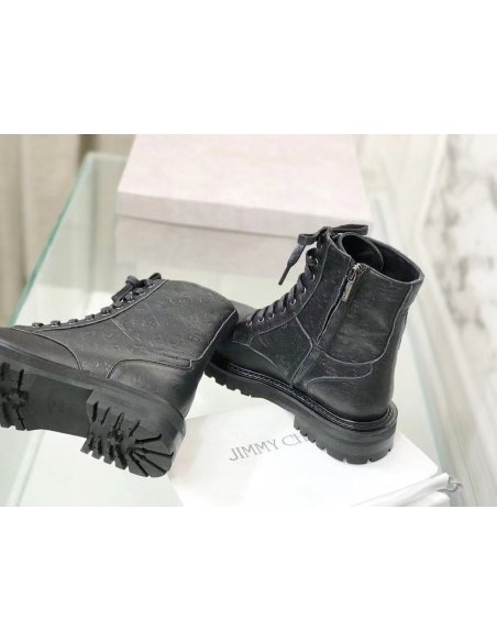 Cheap Reps Jimmy Choo Cora Flat Combat Boots In Black Leather