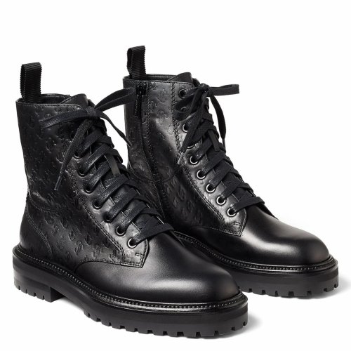 Cheap Reps Jimmy Choo Cora Flat Combat Boots In Black Leather