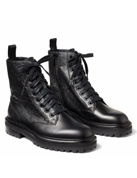 Cheap Reps Jimmy Choo Cora Flat Combat Boots In Black Leather