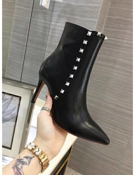 Cheap Reps Valentino Black Rockstud Heeled Ankle Boots 85mm