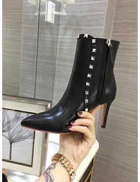 Cheap Reps Valentino Black Rockstud Heeled Ankle Boots 85mm