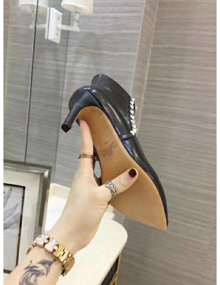 Cheap Reps Valentino Black Rockstud Heeled Ankle Boots 85mm