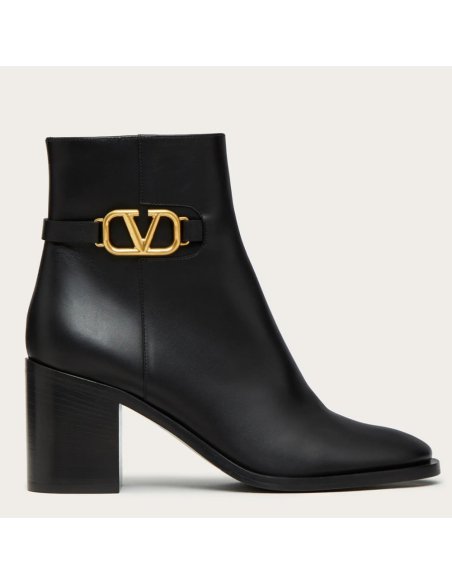 Cheap Reps Valentino VLogo Ankle Boots 75mm In Black Leather