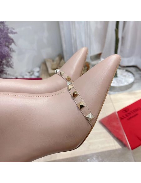 Cheap Reps Valentino Nude Rockstud Ankle Boots with Sculpted Heel