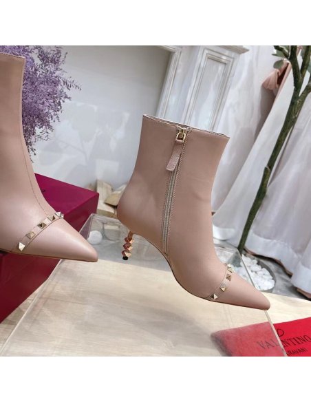 Cheap Reps Valentino Nude Rockstud Ankle Boots with Sculpted Heel