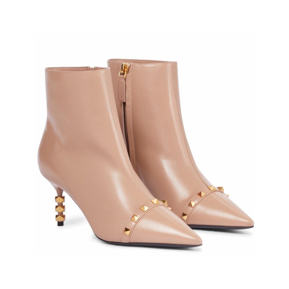 Cheap Reps Valentino Nude Rockstud Ankle Boots with Sculpted Heel