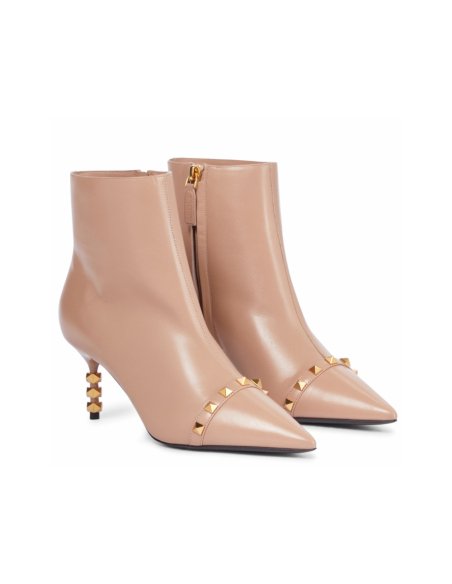 Cheap Reps Valentino Nude Rockstud Ankle Boots with Sculpted Heel